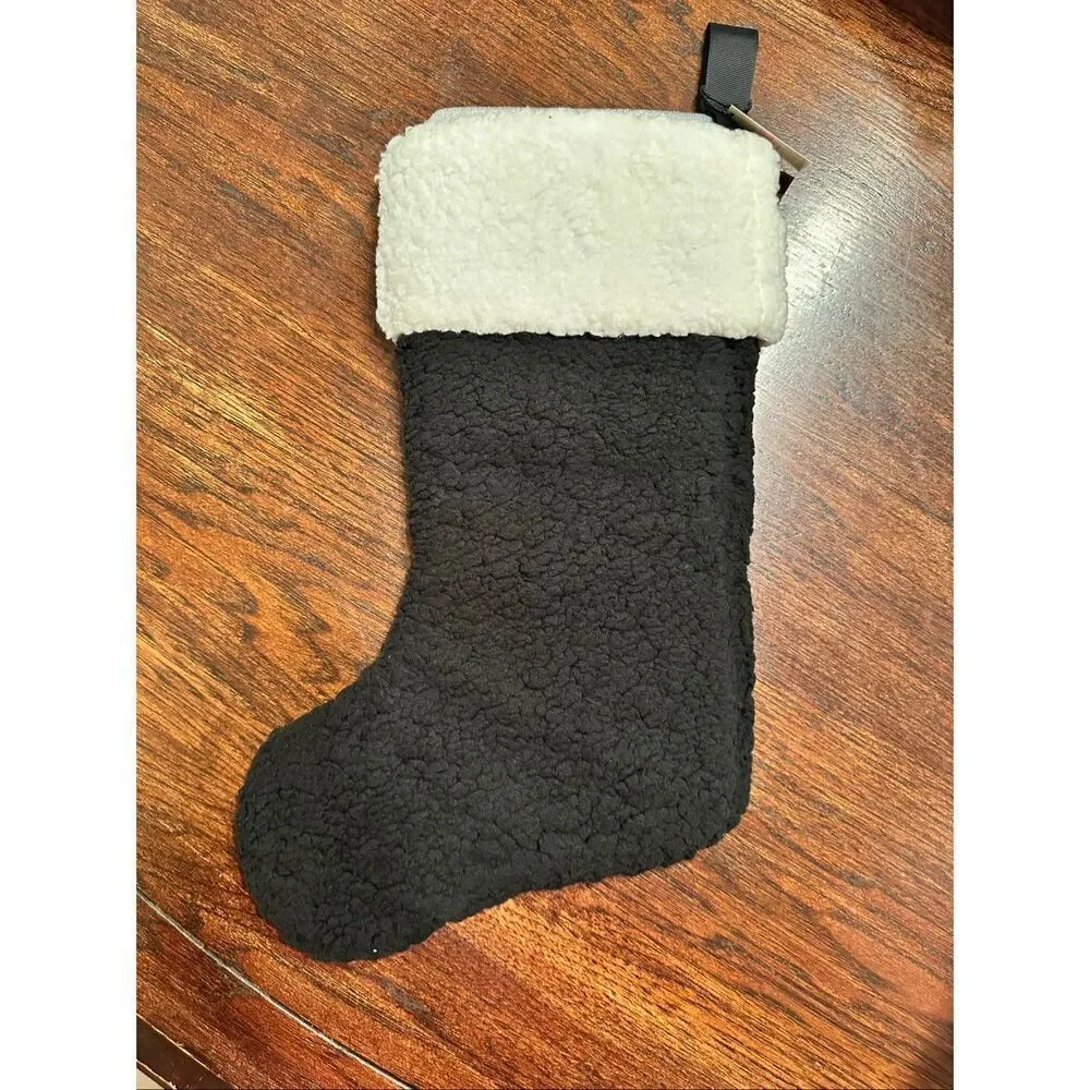 Victorias Secret Black and White Sherpa Christmas Stocking New